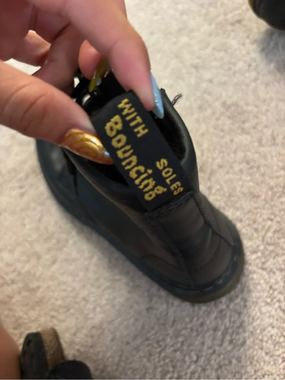 Dr. Martens Junior 1460 Softy T leather lace-up combat boots bin black
